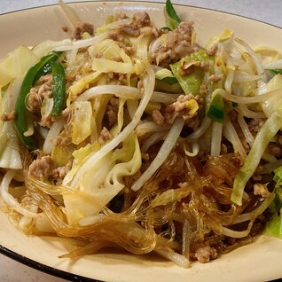 春雨を使って肉野菜炒め